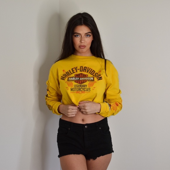 Harley-Davidson Long Sleeve Seattle Crop Top Tee - Picture 3 of 5